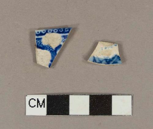 Blue transfer printed pearlware rim sherds