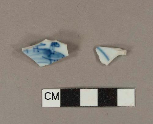 Blue hand painted porcelain base sherds