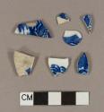 Blue hand painted ironstone body sherds; two sherds crossmend