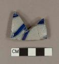 Cobalt blue lead glaze decoration gray salt glazed stoneware vessel body fragment, Westerwald type, gray paste