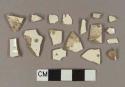 Undecorated creamware vessel body fragments