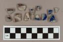 8 cobalt blue 4 purple lead glaze gray salt-glazed stoneware Westerwald type, body fragments, gray paste