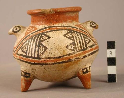 Pottery jar, animal head on sides