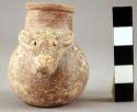 Ceramic jar, miniature, deer head projection