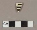 Whiteware rim sherd with brown hand painted stripes