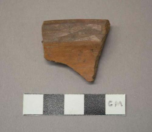 Cusipata faint white on brown and red painted potsherd