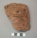 Pucara polychrome pottery bowl fragment - puma head in relief