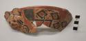 Fragment of Pucara polychrome pottery bowl - relief puma head