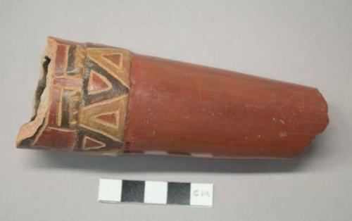 Fragment of Pucara polychrome pottery trumpet