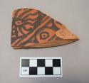 Painted potsherd - Harappa painted, pink paste, red slip, black paint