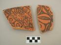 Painted potsherds - Harappa painted, pink paste, red slip, black paint