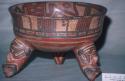 Polychrome pottery tripod bowl
