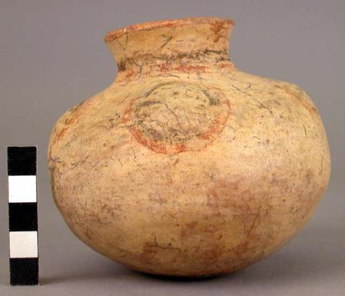 Pottery jar with constricted neck - Alligator ware