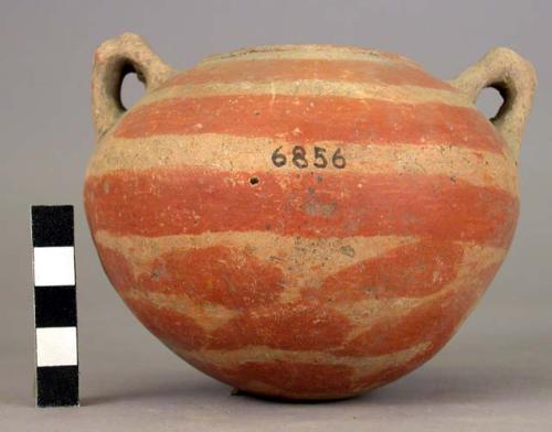 Earthen vase; with handles