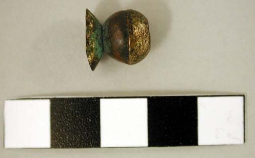 Small gold object - perforated; in shape of flaring necked jar