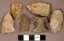 Chipped stone, projectile points, triangular and lanceolate, and projectile point fragment, corner-notched; chipped stone, scraper