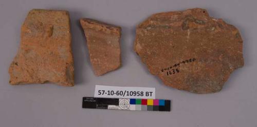 3 potsherds - grit ware, limestone temper