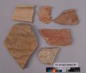 6 potsherds - bisque ware, red slip