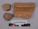 3 potsherds - grit ware, quartz sand temper