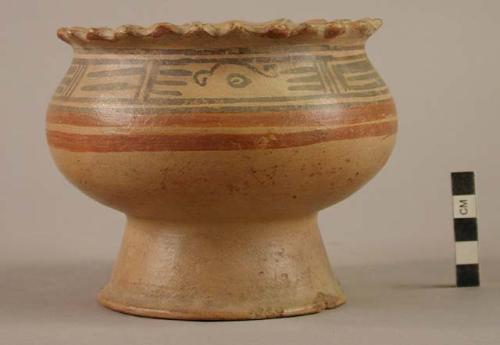 Papagayo Polychrome pottery ring base jar