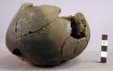 Fragmentary black pottery jar