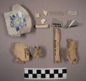 Ceramic, kaolin pipe fragments, glass fragments, bone faunal remains