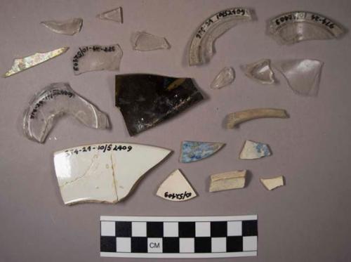 Glass, china, and metal fragments