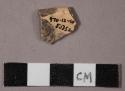 62 stone chips and flakes; 5 glazed potsherds; button; 2 nails; 2 fragments of g