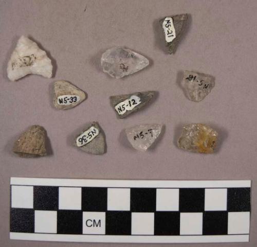 10 partial stone projectile points