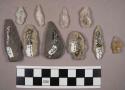 2 bifaces and 8 stone projectile points