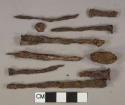 Ferrous metal nail fragments, 2 unidentified ferrous fragments