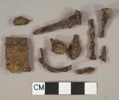 Ferrous metal nail fragments, 1 unidentified