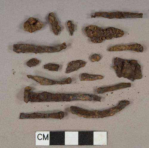 Ferrous metal nail fragments, 2 unidentified