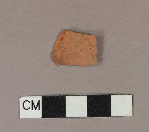 Redware body sherd, missing finished surface on both sides