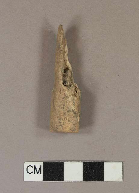 Carved animal bone handle fragment