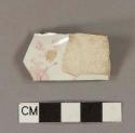 Pink transfer printed whiteware body sherd