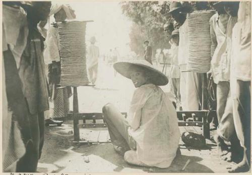 Men with reels of Manila rope