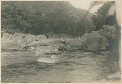 Rafts running rapids, Abulug River