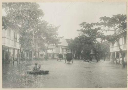 Flooded street in Manila after typhoon