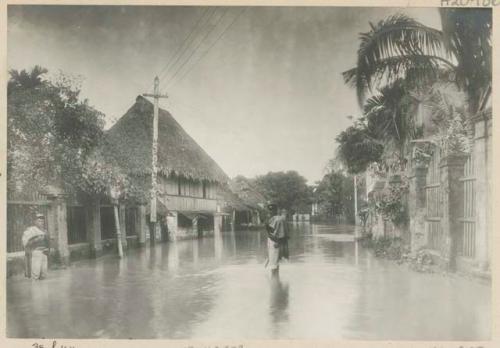 Flooded street after typhoon