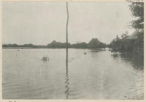 Flooded street after typhoon