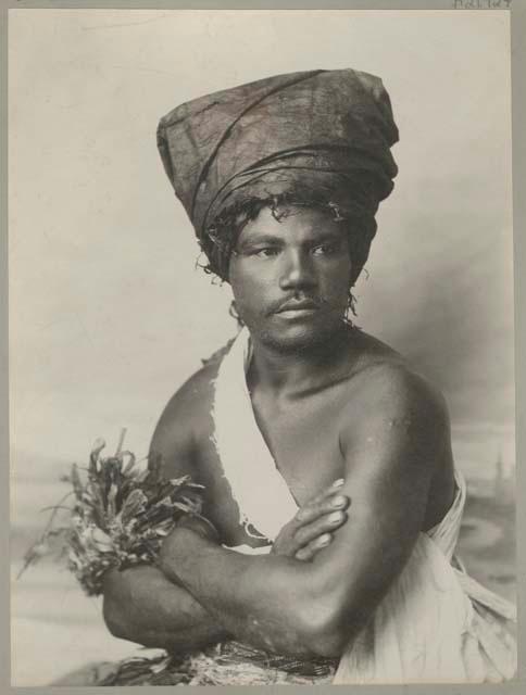 Studio staged portrait of man with turban