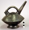 Two-spouted black pottery vessel