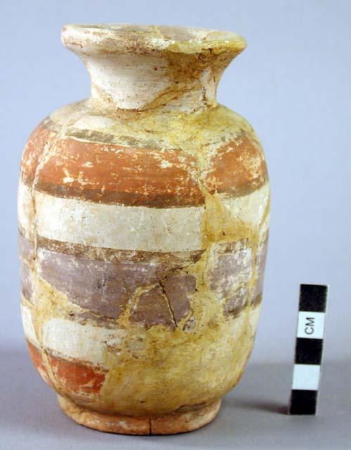 Polychrome pottery jar, horizontal bands