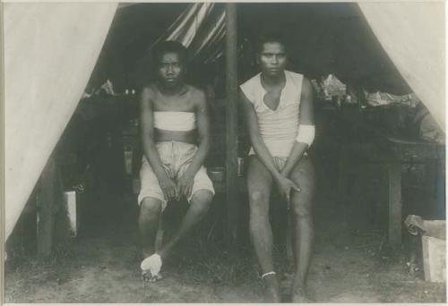 Wounded Filipino men in field hospital at Manila