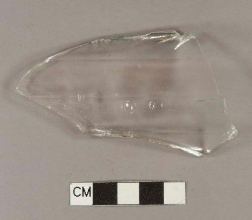 Paneled aqua bottle glass fragment