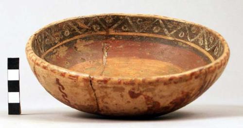 Yojoa polychrome pottery bowl, dimpled base - Mayoid style? (restored)