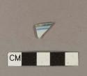 Blue hand painted porcelain rim sherd with brown glazed rim