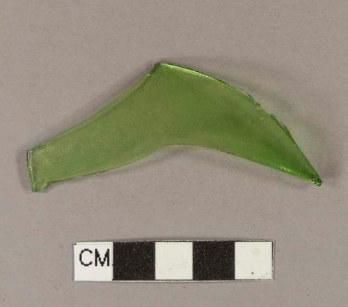 Molded green bottle glass fragment