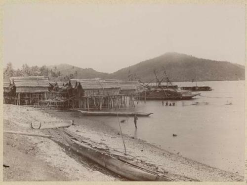 Docks, boats, and people in water